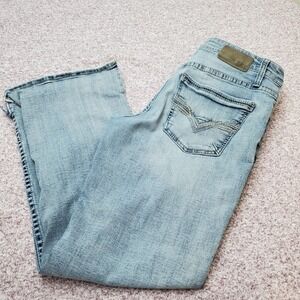 Buckle BKE Men's 34x30 Jake Straight Leg Denim Blue Jeans (Split Bottom Of Legs)